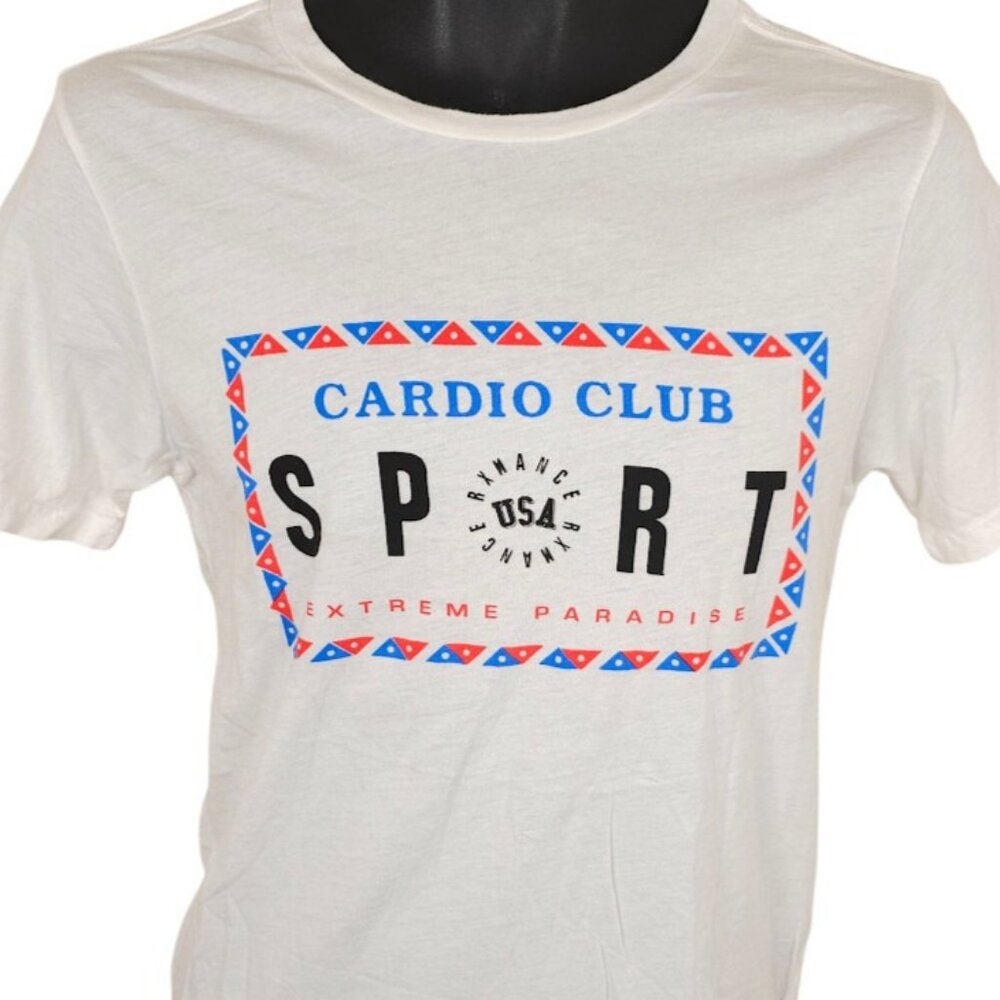 Cardio Club Sport T Shirt Womens Size Small White Rxmance Made In USA